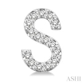 1/10 Ctw Initial 'S' Single Cut Diamond Earrings in 10K White Gold